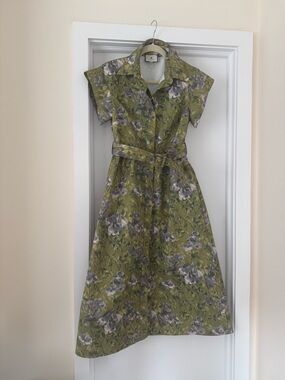 Tuckernuck Olive Green Floral Chloe Dress with Belt